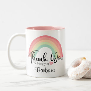 Caneca De Café Em Dois Tons Aquarela Arco-íris Obrigado Por Ser Quem Você É
