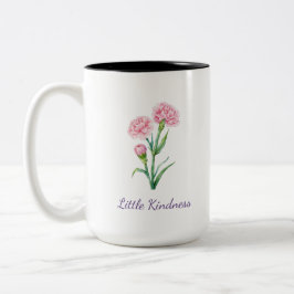 Caneca De Café Em Dois Tons Aquarela Botânica de Cravo Rosa com Nome Personali