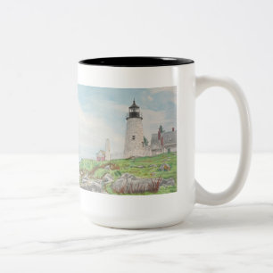 Caneca De Café Em Dois Tons Aquarela do Ponto de Pemaquid
