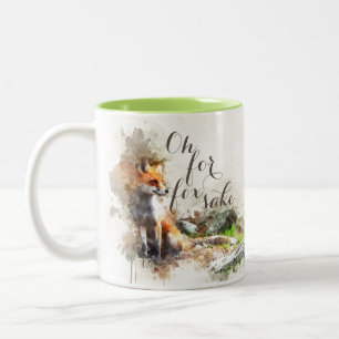 Caneca De Café Em Dois Tons Aquarela Oh por amor de raposa café engraçado 2 