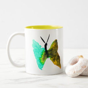 Caneca De Café Em Dois Tons Aquário-aquário-borboleta bonito