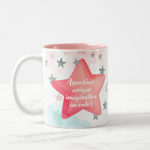Caneca De Café Em Dois Tons Aquário Personalizado - Sinal Zodiac Mug para Meni