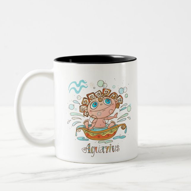 Caneca De Café Em Dois Tons Aquarius Cartoon Baby (Esquerda)