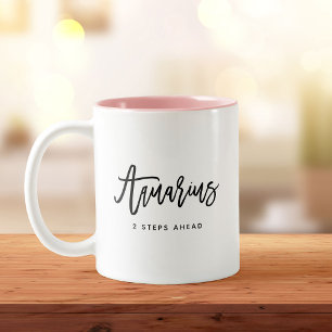 Caneca De Café Em Dois Tons Aquarius Chic Horoscope Sinal Zodiac de Script Mod