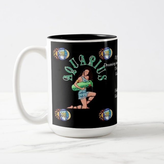 Caneca De Café Em Dois Tons Aquarius Sinal de Nascimento Zodiac Mug (Esquerda)