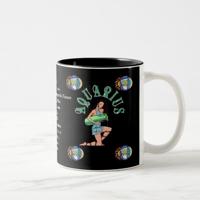 Caneca De Café Em Dois Tons Aquarius Sinal de Nascimento Zodiac Mug (Direita)