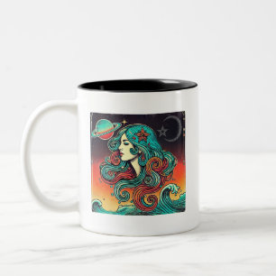 Caneca De Café Em Dois Tons Aquarius Zodiac Coffee Mug Retro Design