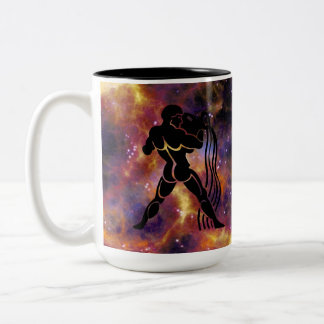 Caneca De Café Em Dois Tons Aquarius Zodiac Galaxy Design – Astrology Horoscop