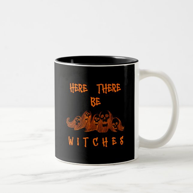 Caneca De Café Em Dois Tons Aqui Há Bruxas (Direita)