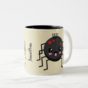 Caneca De Café Em Dois Tons Aranha Kawaii Cute Adicionar nome próprio