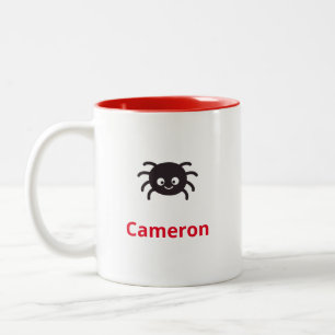 Caneca De Café Em Dois Tons Aranha Personalizada Engraçada e Bonita com Nome