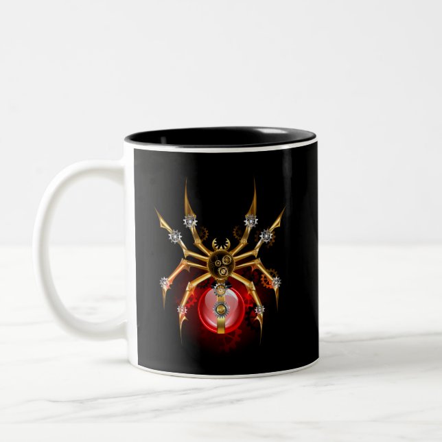 Caneca De Café Em Dois Tons Aranha steampunk em preto (Esquerda)