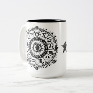 Caneca De Café Em Dois Tons Arcanos do Zodíaco — Os Doze Signos por BurnsInHel