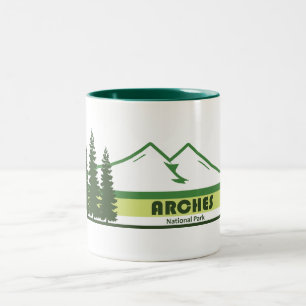 Caneca De Café Em Dois Tons Arches Green Stripes do Parque Nacional