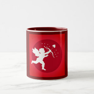 Caneca De Café Em Dois Tons Arco Cupido Com Namorados Vermelho