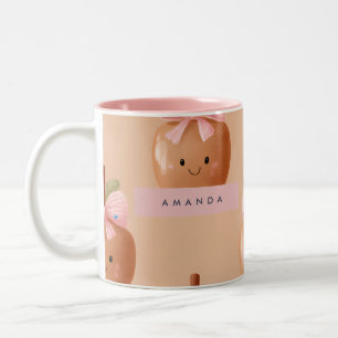 Caneca De Café Em Dois Tons Arco de Maçã de Caramela de Fall Cozy Cute