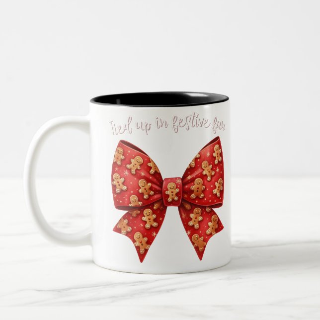 Caneca De Café Em Dois Tons Arco de Natal Arco de pão Ginger Festivo (Esquerda)