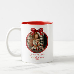 Caneca De Café Em Dois Tons Arco de Natal Foto Quadro Caprichoso Vermelho
