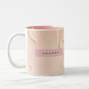 Caneca De Café Em Dois Tons Arco de Pérola Elegante Personalizado em Rosa Suav