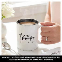 Caneca De Café Em Dois Tons Arco de Preto e Branco Mãe Estabelecida Elegante