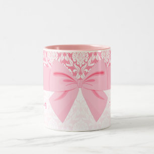 Caneca De Café Em Dois Tons Arco de quebra de máscara rosa brilhante personal