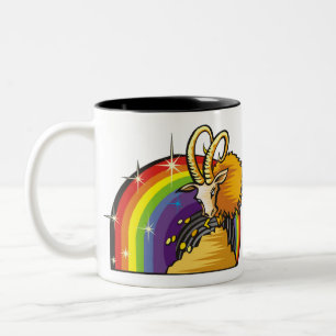 Caneca De Café Em Dois Tons Arco-íris de 1980 com Capricórnio