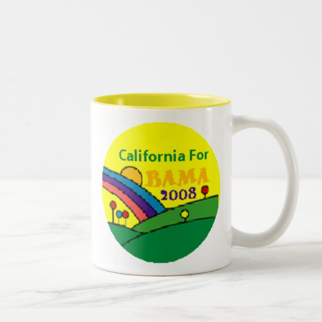 Caneca De Café Em Dois Tons Arco-íris de Barack Obama Califórnia (Direita)