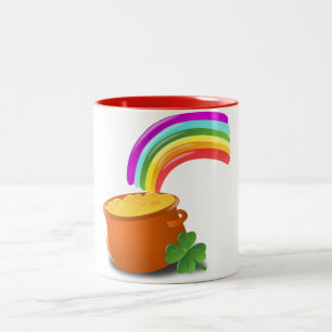 Caneca De Café Em Dois Tons Arco-Íris Dourado Pote Lucky Irish Sky Irlanda Col
