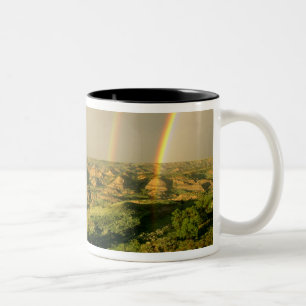 Caneca De Café Em Dois Tons Arco-íris duplo sobre Canyon Pintado em Theodore