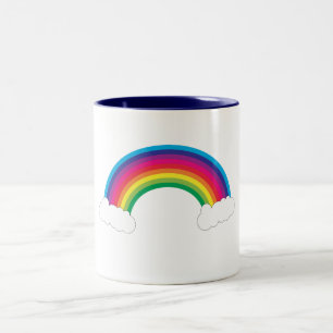 Caneca De Café Em Dois Tons Arco-íris e Nuvens Mug