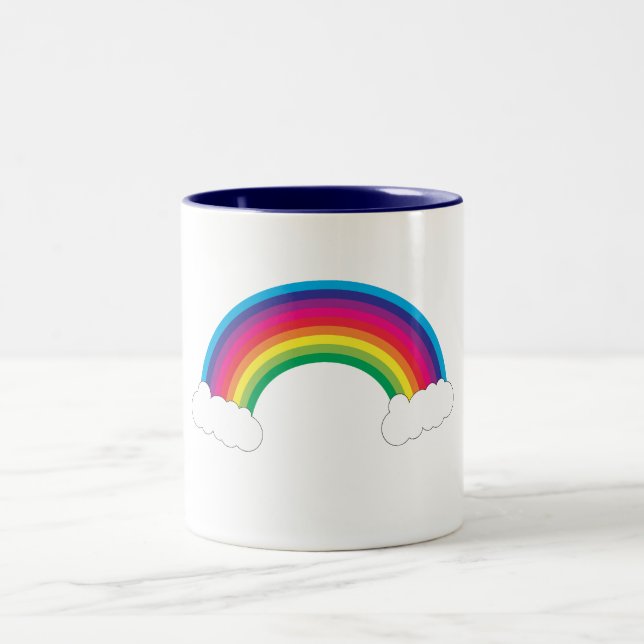 Caneca De Café Em Dois Tons Arco-íris e Nuvens Mug (Centro)