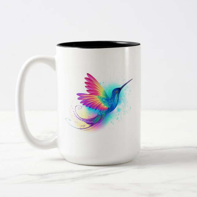 Caneca De Café Em Dois Tons Arco-Íris Exótico Hummingbird (Esquerda)