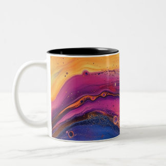Caneca De Café Em Dois Tons Arco-Íris Fluido Pour Purple & Orange Colorir