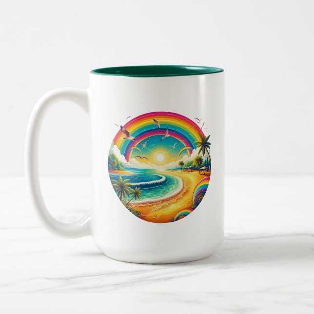 Caneca De Café Em Dois Tons Arco-íris Grande (Esquerda)
