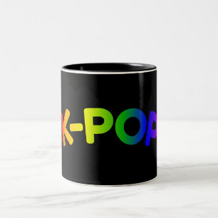 Caneca De Café Em Dois Tons Arco-Íris K-Pop Mug