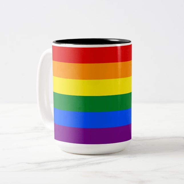 Caneca De Café Em Dois Tons Arco-íris LGBT (Frente Esquerda)