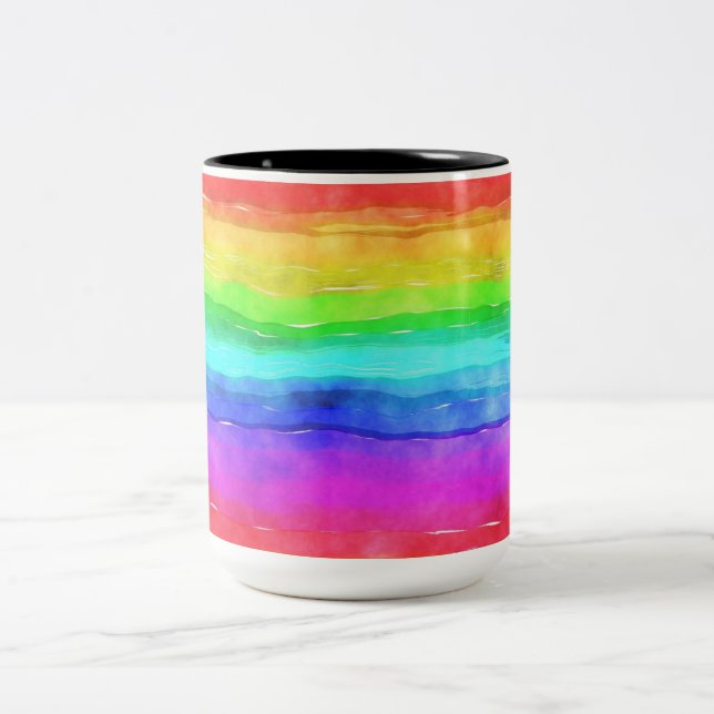 Caneca De Café Em Dois Tons Arco-Íris Pintado (Centro)