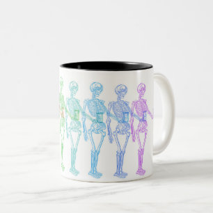 Caneca De Café Em Dois Tons Arco-íris vívido de esqueleto anatômico de Mome