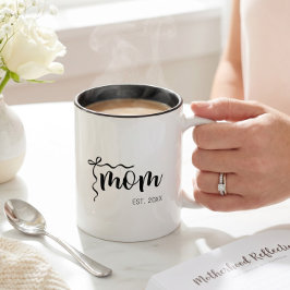 Caneca De Café Em Dois Tons Arco Preto e Branco Roteiro Mãe Estabeleceu Elegan