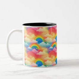 Caneca De Café Em Dois Tons Arcos e Nuvens