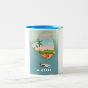 Caneca De Café Em Dois Tons Argélia - impressão poster de viagens ilustrado.