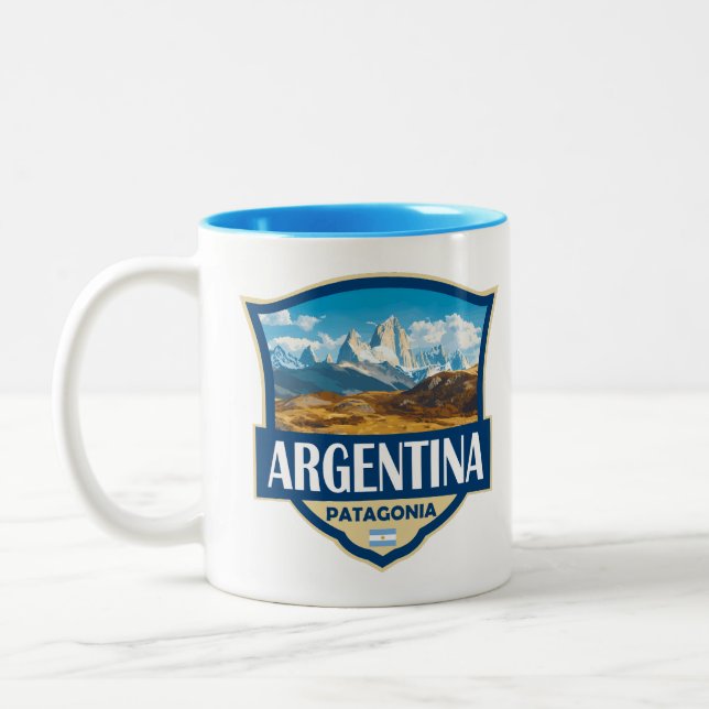 Caneca De Café Em Dois Tons Argentina Illustration Retro Badge (Esquerda)