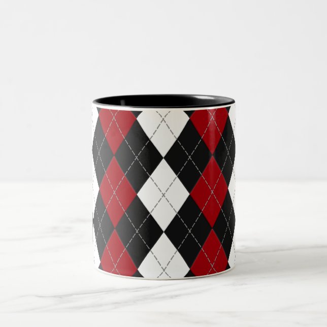 Caneca De Café Em Dois Tons Argyle: Dos "contraste carmesins" (Centro)