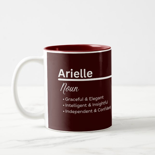 Caneca De Café Em Dois Tons Arielle Girl Name Definition Personalized (Esquerda)