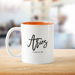 Caneca De Café Em Dois Tons Aries Horoscope Script Moderno Sinal Zodiac