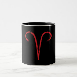 Caneca De Café Em Dois Tons ÁRIES O Carneiro Signo de Fogo Vermelho Astrologia