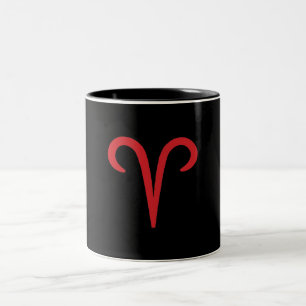 Caneca De Café Em Dois Tons ÁRIES O Carneiro Vermelho Astrologia Zodíaco Signo