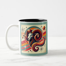 Caneca De Café Em Dois Tons Aries Zodiac Mug com cores douradas