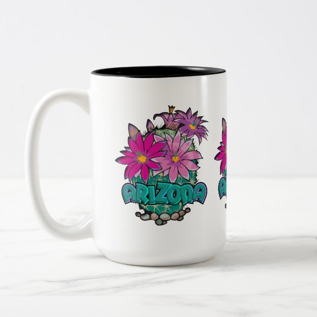 Caneca De Café Em Dois Tons Arizona Cactus Blooms (Esquerda)
