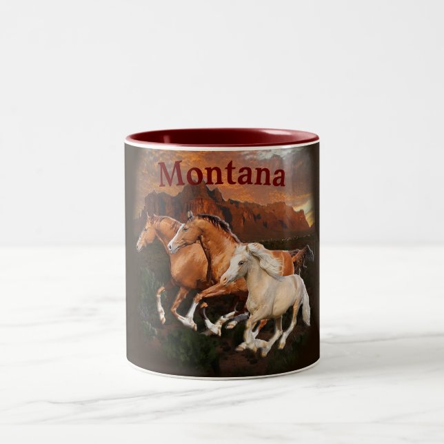 Caneca De Café Em Dois Tons Arizona Cavalos selvagens (Centro)
